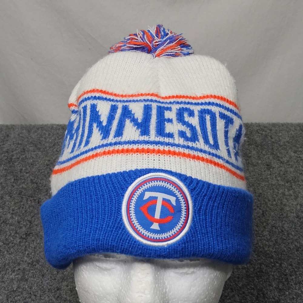 Minnesota Twins Beanie Hat Blue White Knit Pom Pom MLB Baseball Sports Fanwear